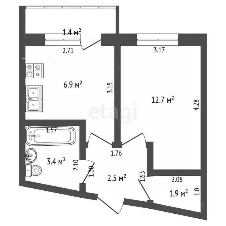 1-к кв. Татарстан, Альметьевск Старое Альметьево мкр, ул. Больничная, ... - Фото 1