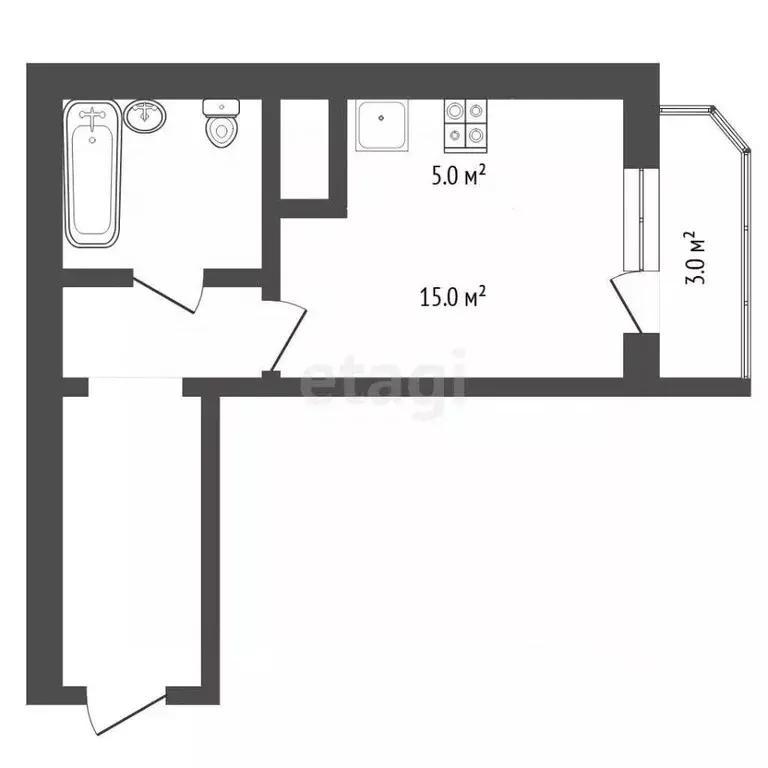 Студия Тюменская область, Тюмень ул. Валентины Трофимовой, 3 (28.6 м) - Фото 2