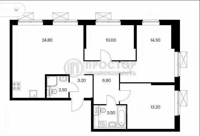 3-к кв. Москва Кронштадтский бул., 8к2 (78.4 м) - Фото 2