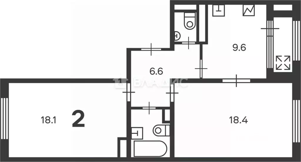 2-к кв. Москва ул. Маршала Еременко, 5к1 (57.6 м) - Фото 2