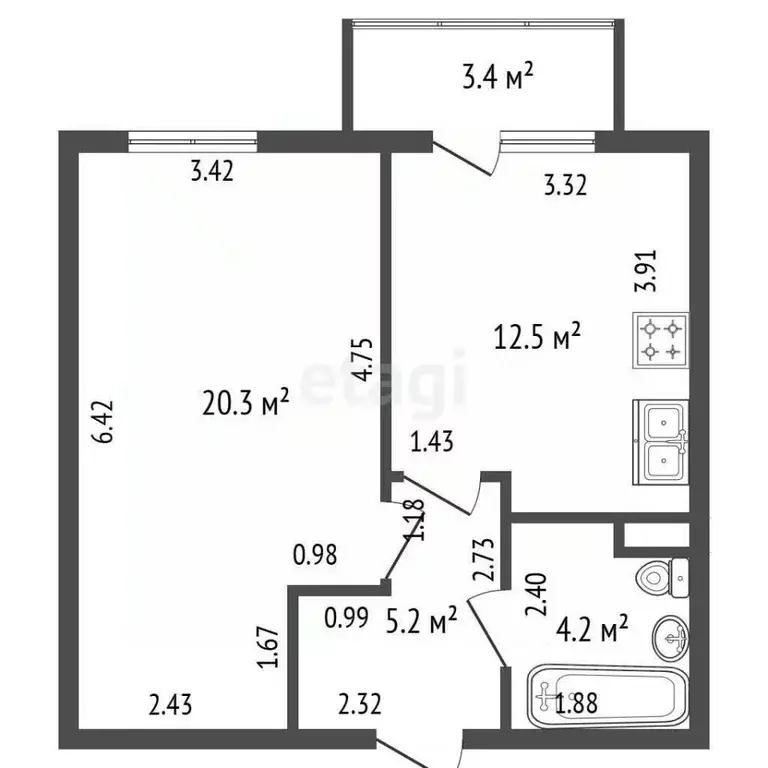 1-к кв. Санкт-Петербург ул. Красуцкого, 3М (42.2 м) - Фото 2
