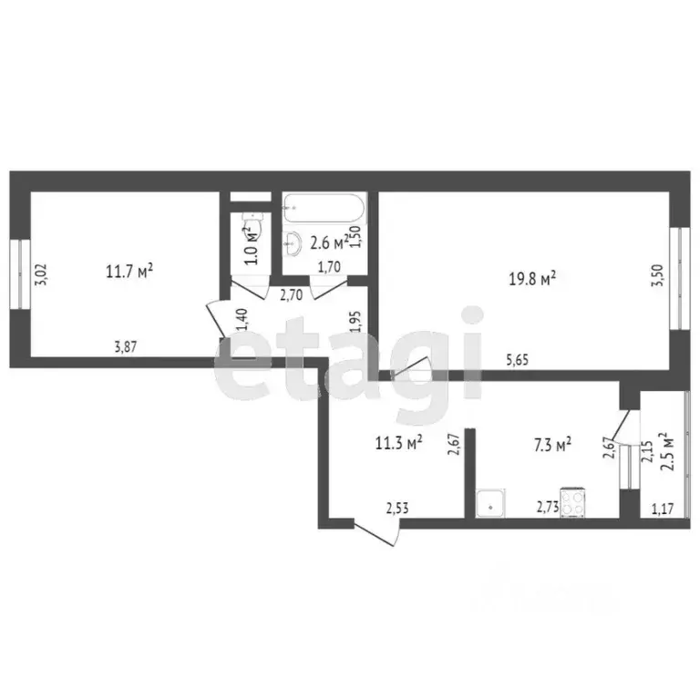 2-к кв. Тверская область, Тверь бул. Ногина, 2 (54.1 м) - Фото 1