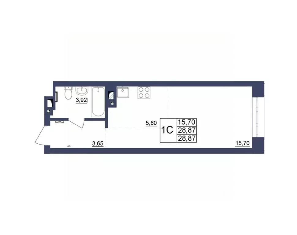 Студия Башкортостан, Уфа Космос жилой комплекс, лит1 (29.05 м) - Фото 0