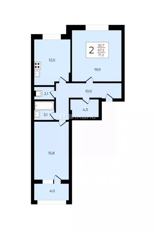 2-к кв. Московская область, Королев ул. Горького, 79к7 (70.0 м) - Фото 1