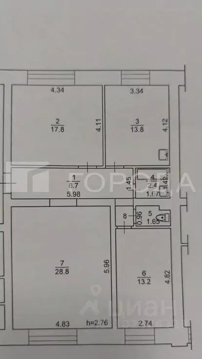 3-к кв. Томская область, Томск Октябрьская ул., 26 (87.1 м) - Фото 2