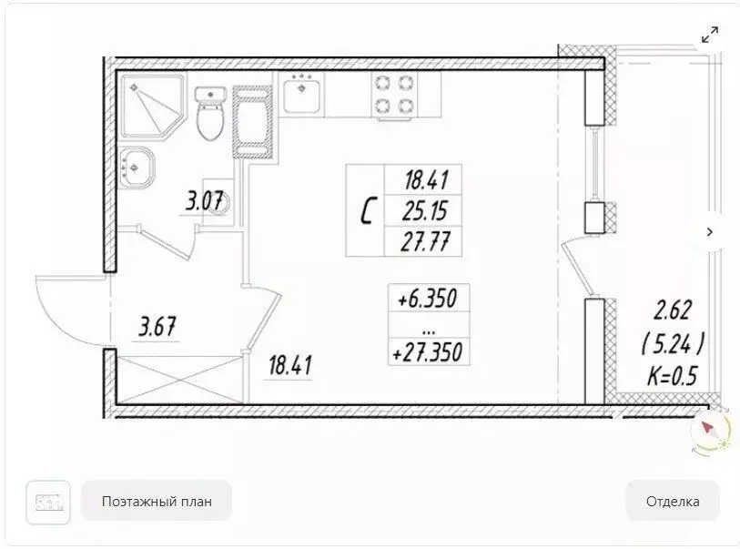 Студия Санкт-Петербург просп. Авиаконструкторов, 63 (30.5 м) - Фото 2