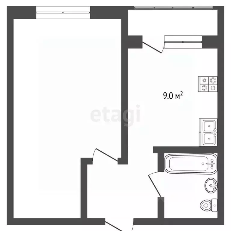 1-к кв. Костромская область, Ветлужский пгт ул. Калинина, 3 (35.5 м) - Фото 2
