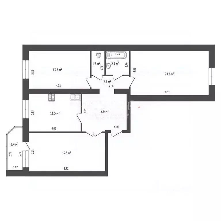 3-к кв. Московская область, Одинцовский городской округ, Лесной ... - Фото 2