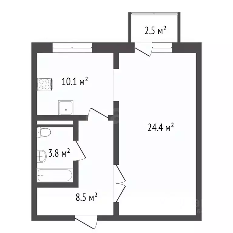 1-к кв. Москва Боровское ш., 2Ак3 (47.5 м) - Фото 2