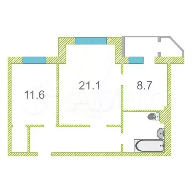 2-к. квартира, 60 м, 9/9 эт. - Фото 0