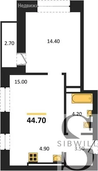 1-комнатная квартира: Новосибирск, улица Брестская Горка, 14 (44.7 м) - Фото 0