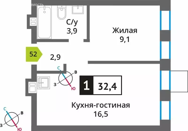 1-комнатная квартира: Красногорск, микрорайон Опалиха, жилой комплекс ... - Фото 0
