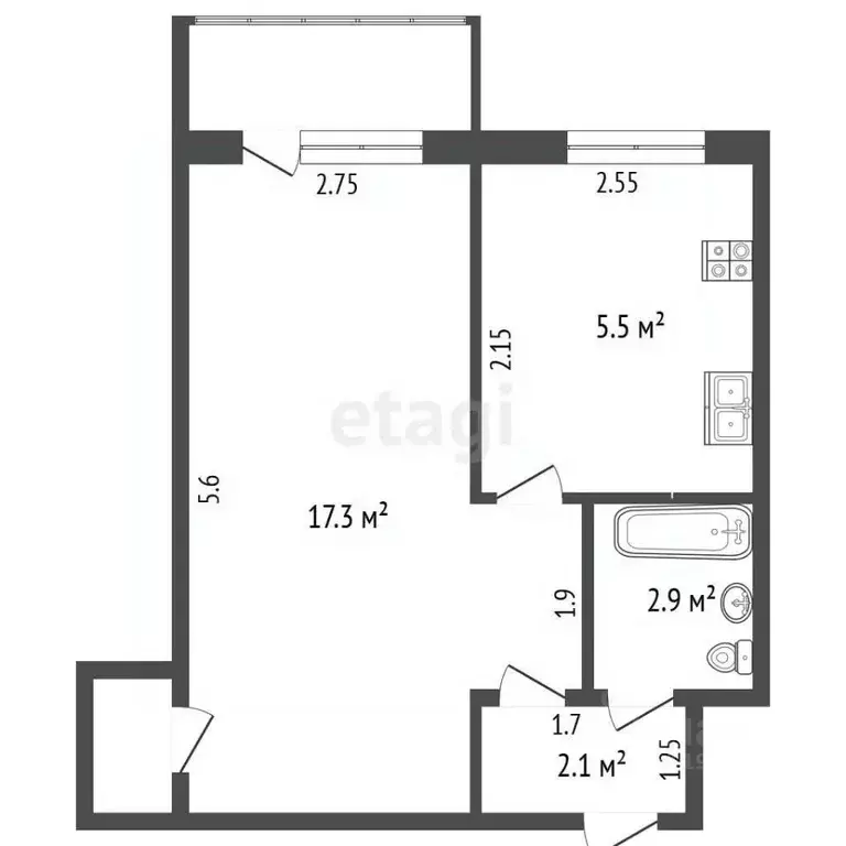 1-к кв. Мордовия, Саранск ул. Полежаева, 159 (28.3 м) - Фото 1
