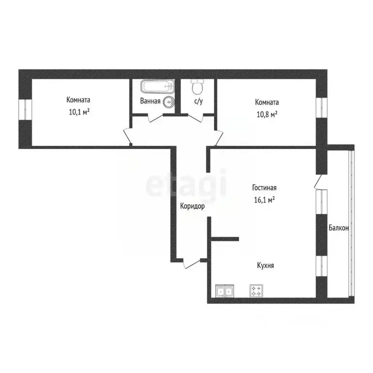 3-к кв. Иркутская область, Иркутск Донская ул., 24/4 (63.1 м) - Фото 1