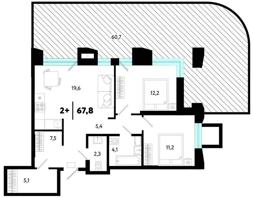 2-к кв. Тюменская область, Тюмень Лесобаза мкр, Кедровый Берег жилой ... - Фото 1