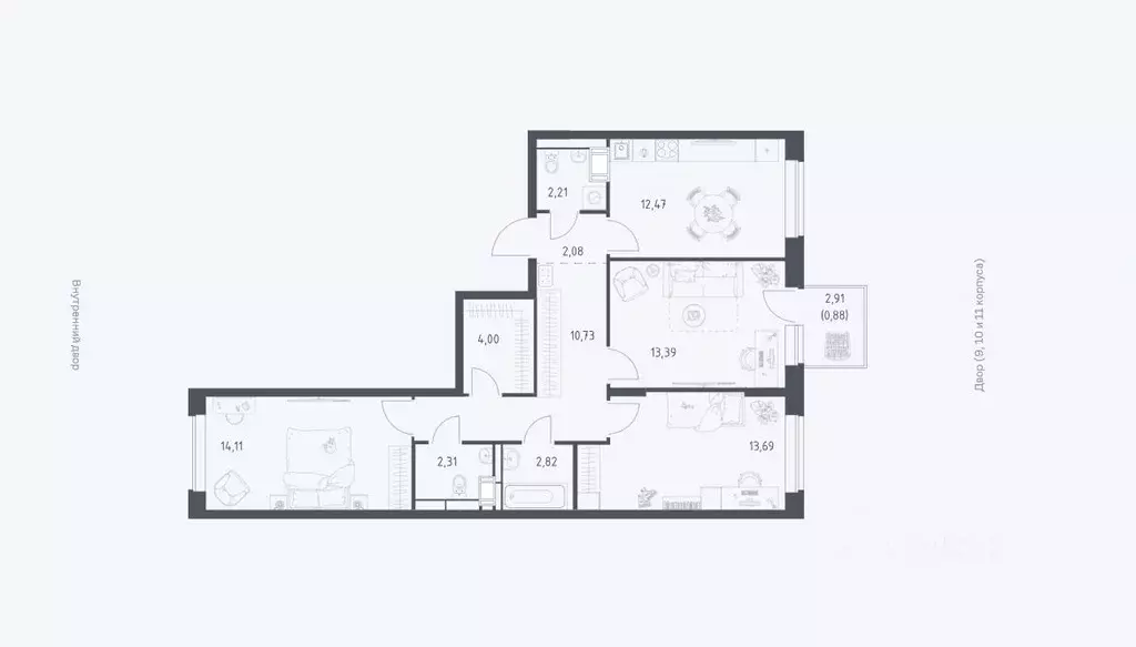 3-к кв. Москва ул. Алхимовская, 1к4 (78.7 м) - Фото 1