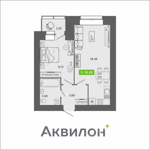 1-к кв. Архангельская область, Архангельск ул. Урицкого (36.86 м) - Фото 0