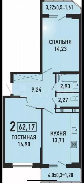 2-к. квартира, 60 м, 5/19 эт. - Фото 0