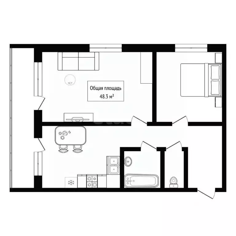 2-к кв. Новосибирская область, Искитим Прорабская ул., 9А (48.3 м) - Фото 2
