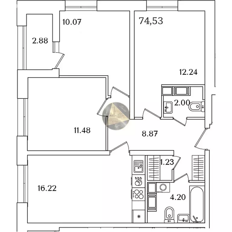 3-комнатная квартира: Санкт-Петербург, проспект Маршала Блюхера, 3к2 ... - Фото 1