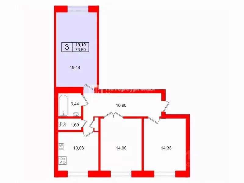 Комната Санкт-Петербург бул. Красных Зорь, 11 (19.1 м) - Фото 2