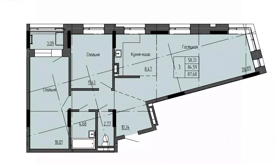 3-к кв. Саха (Якутия), Якутск ул. Чкалова, 39А (87.68 м) - Фото 0