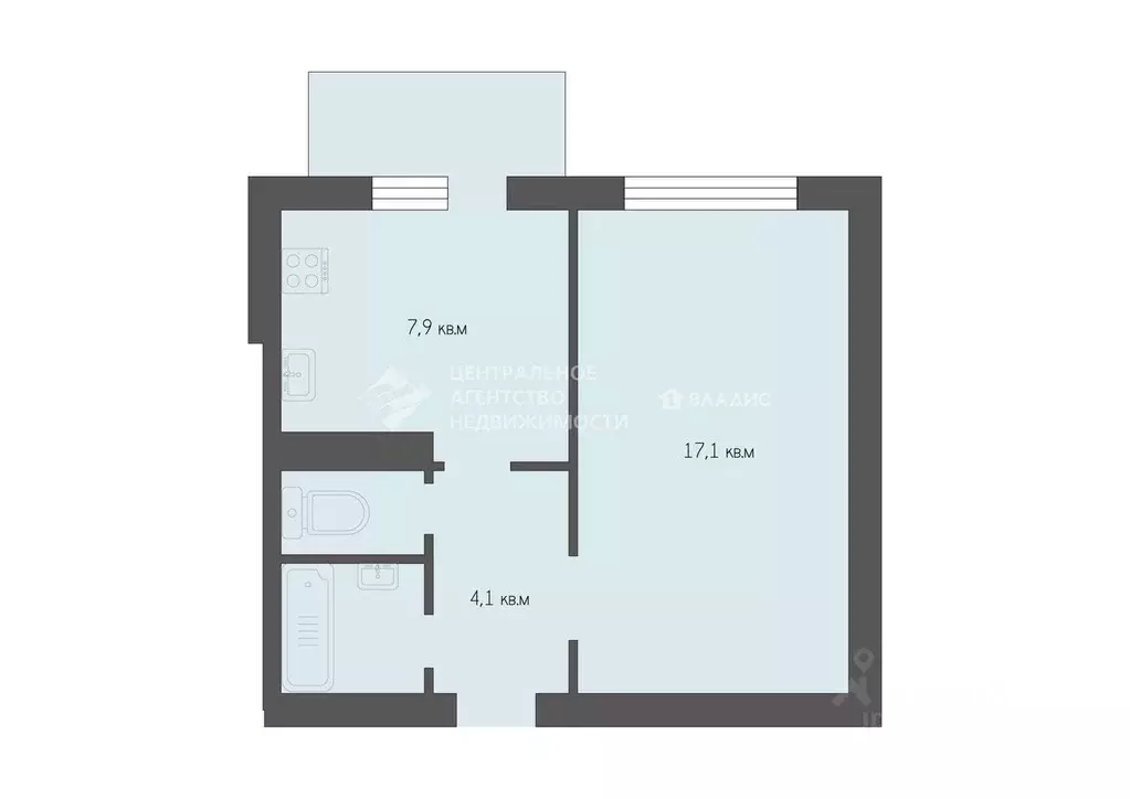 1-к кв. Рязанская область, Рязань Интернациональная ул., 11Ак1 (32.7 ... - Фото 1