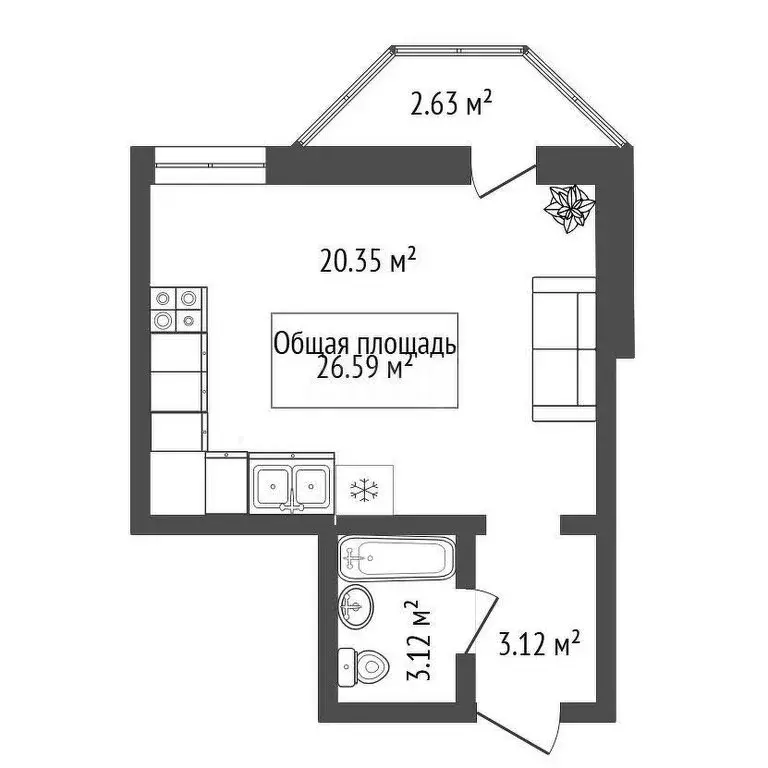 Квартира-студия: Новосибирск, улица Олеко Дундича, 1/3 (29 м) - Фото 0