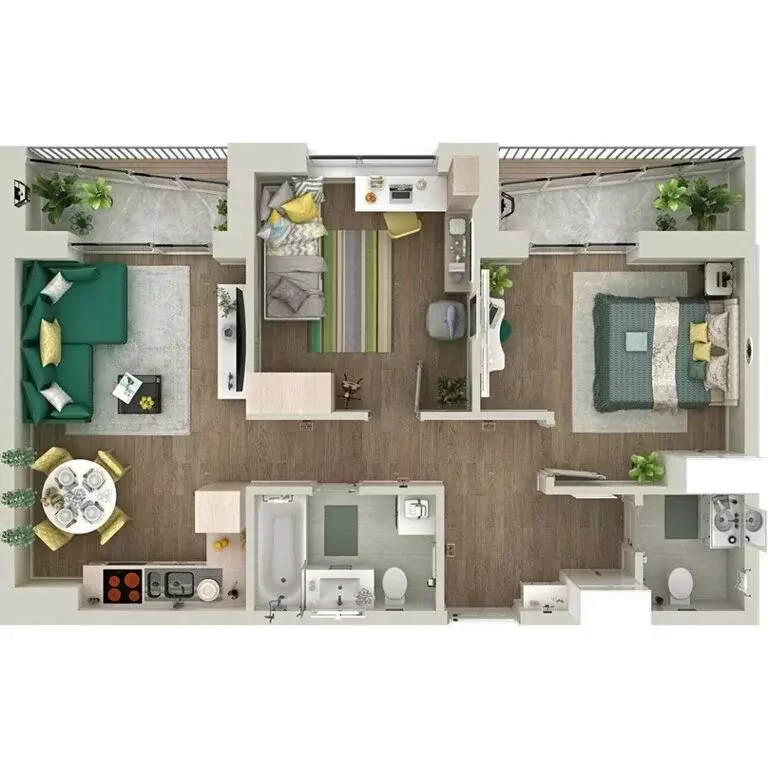 2-комнатная квартира: Тюмень, улица Николая Глебова, 10 (65.52 м) - Фото 1