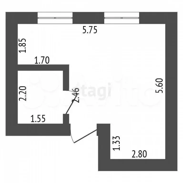 1-к. квартира, 27,6 м, 2/2 эт. - Фото 0