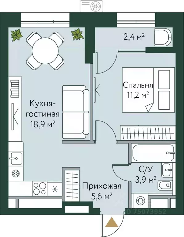 1-к кв. Волгоградская область, Волгоград Новосибирская ул., 74с1 (42.0 ... - Фото 0
