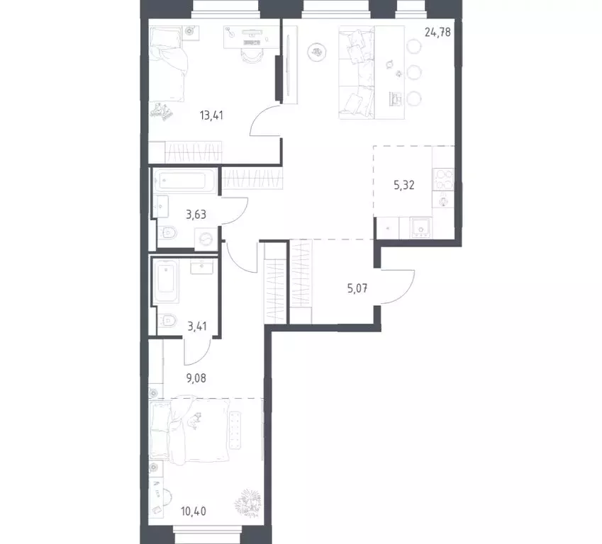 2-комнатная квартира: посёлок городского типа Заречье, ЖК Заречье ... - Фото 1