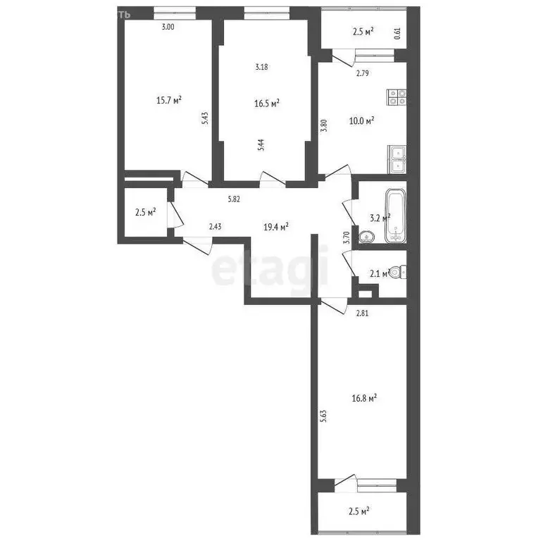 3-комнатная квартира: Самара, Южное шоссе, 3 (82.2 м) - Фото 0