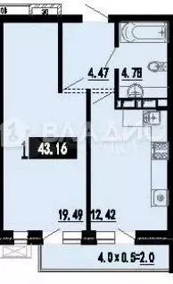 1-к. квартира, 43,2 м, 12/18 эт. - Фото 0