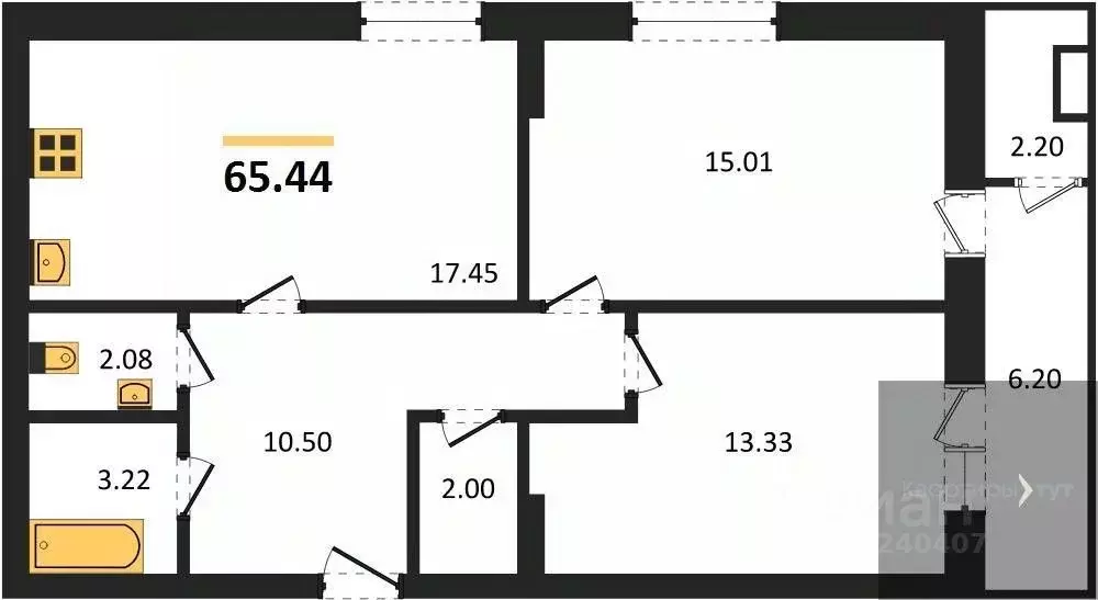 2-к кв. Воронежская область, Воронеж ул. 9 Января, 68Л (65.44 м) - Фото 0