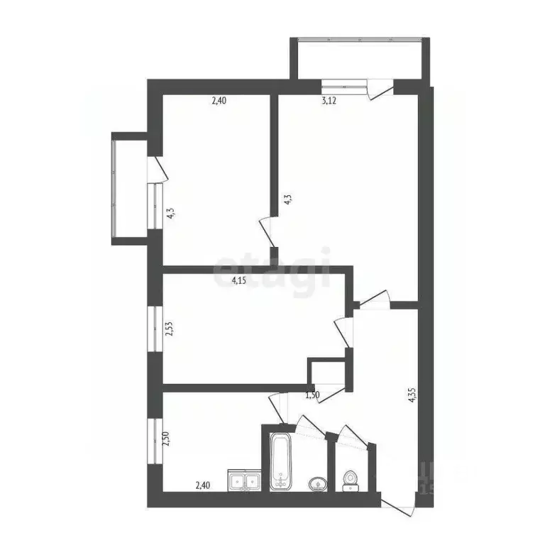 3-к кв. Коми, Ухта ул. 30 лет Октября, 5 (51.0 м) - Фото 0