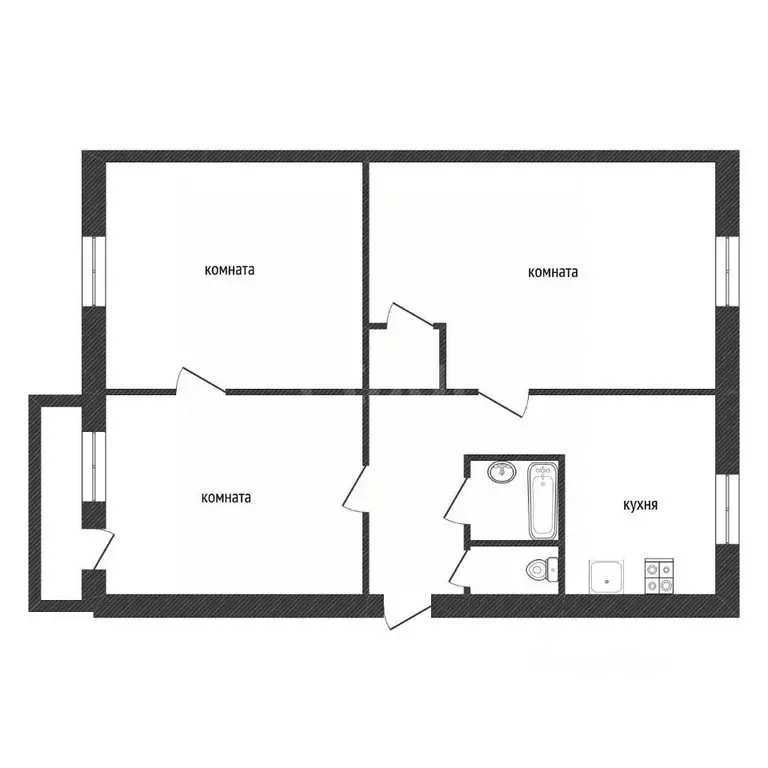 3-к кв. Ленинградская область, Кировский район, пос. Мга ш. Революции, ... - Фото 2