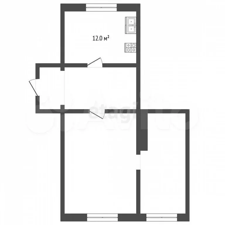 2-к. квартира, 48,1 м, 1/1 эт. - Фото 0