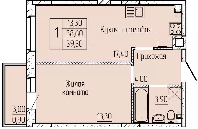 1-к кв. Ростовская область, Батайск ул. Макаровского, 4к1 (39.4 м) - Фото 0