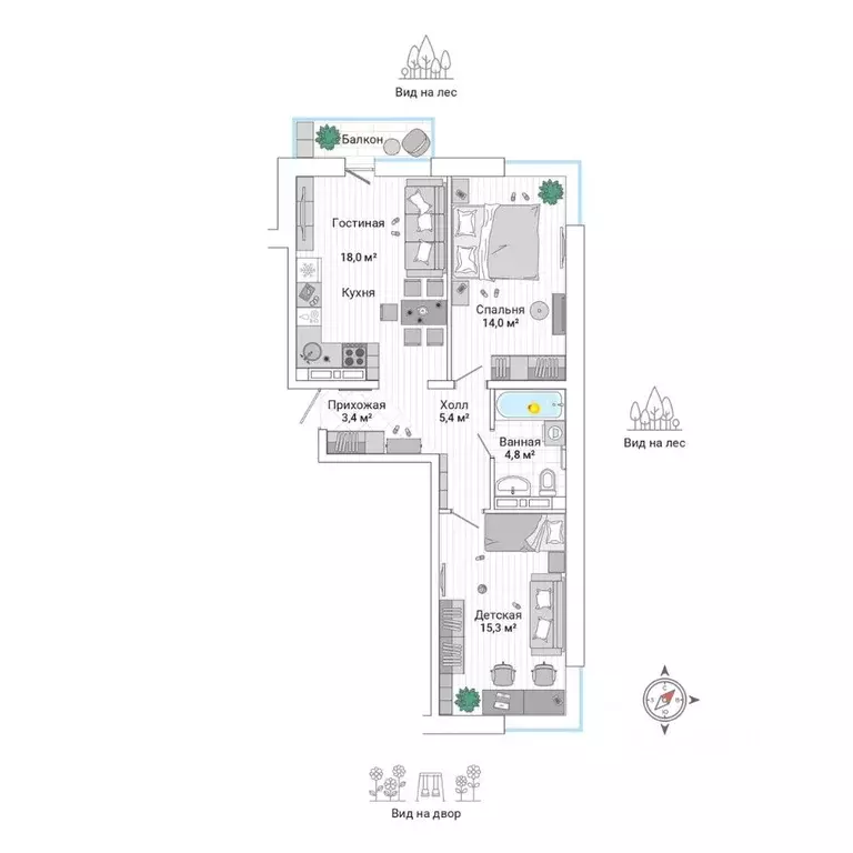 3-к кв. Приморский край, Владивосток ул. Нейбута (61.7 м) - Фото 1