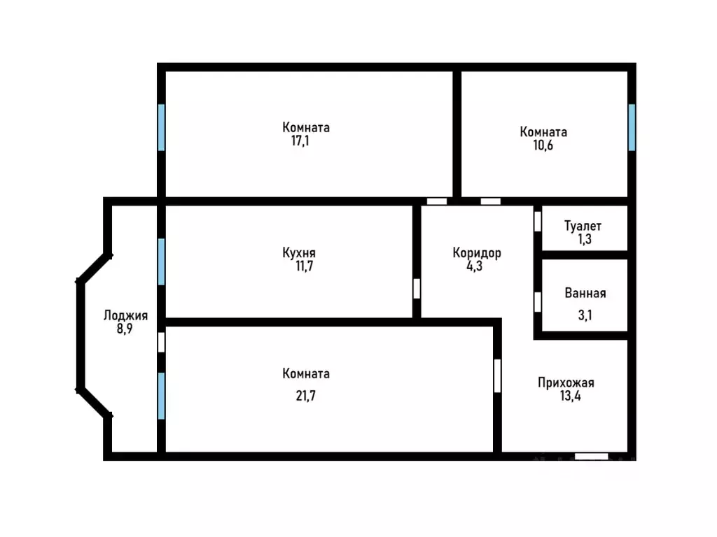 3-к кв. Томская область, Томск Урожайный пер., 29/1 (83.2 м) - Фото 2