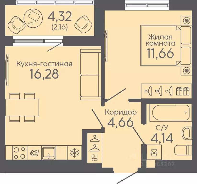 1-к кв. Свердловская область, Екатеринбург Новокольцовский мкр,  (38.9 ... - Фото 0