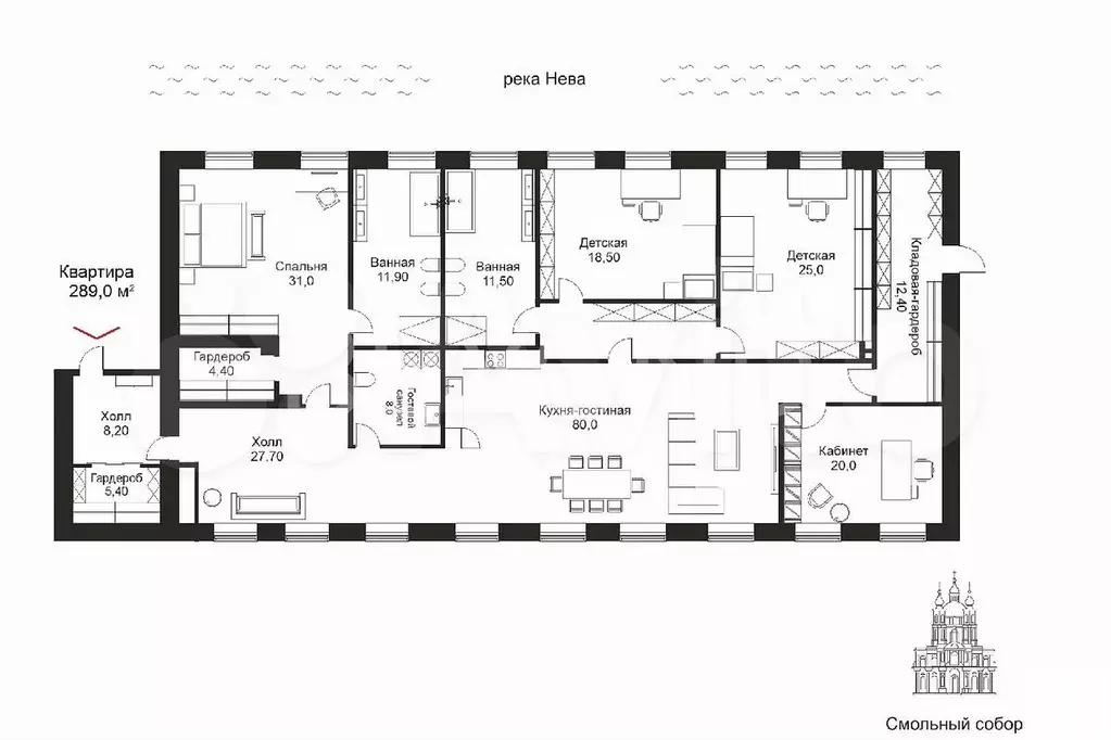 7-к. квартира, 289 м, 8/8 эт. - Фото 1