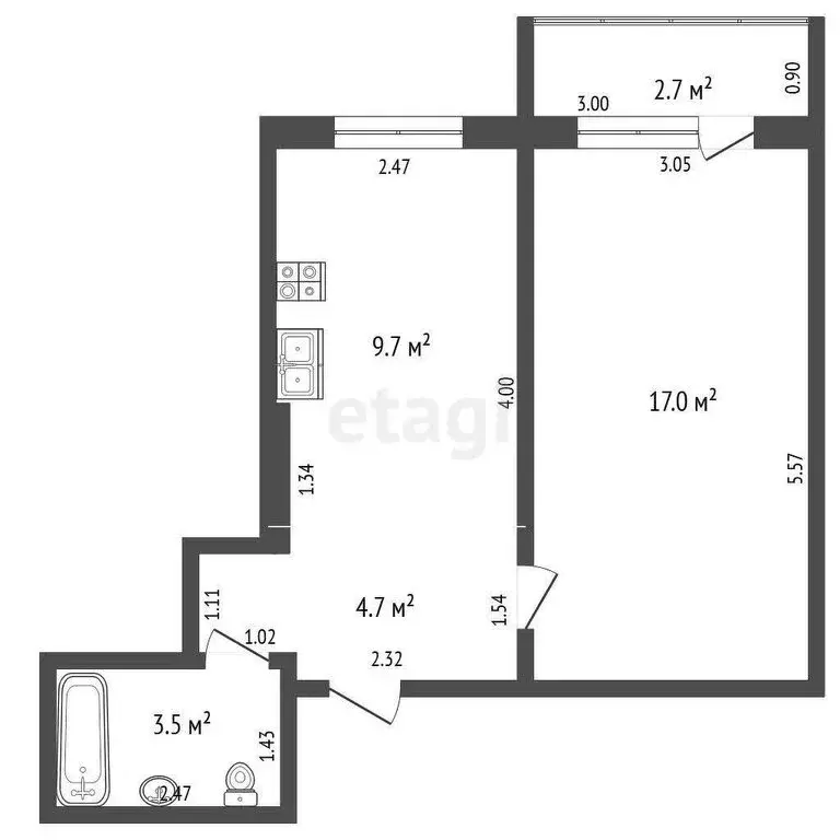 1-комнатная квартира: Якутск, Маганский тракт, 2-й километр, 3 (34.9 ... - Фото 1