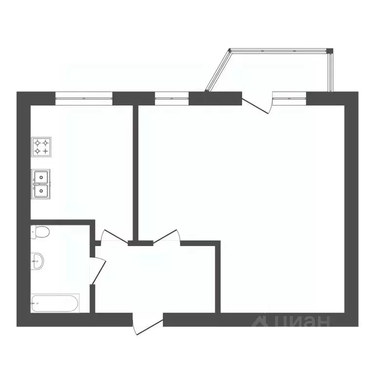 1-к кв. Тюменская область, Тюмень Шаимский проезд, 22 (34.5 м) - Фото 1