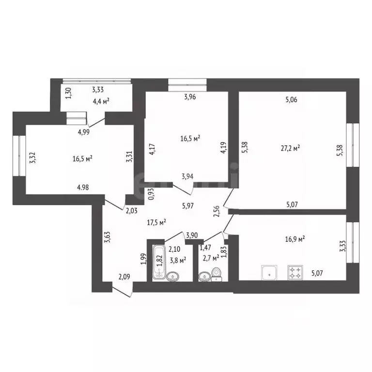 3-к кв. Башкортостан, Уфа ул. Крупской, 4 (101.0 м) - Фото 1