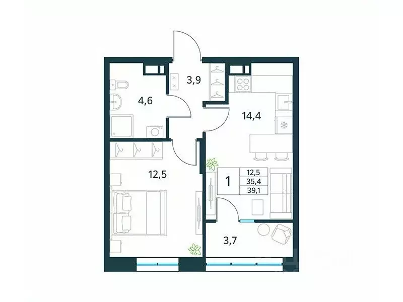 1-к кв. Забайкальский край, Чита Хороший мкр, 15 (39.1 м) - Фото 1