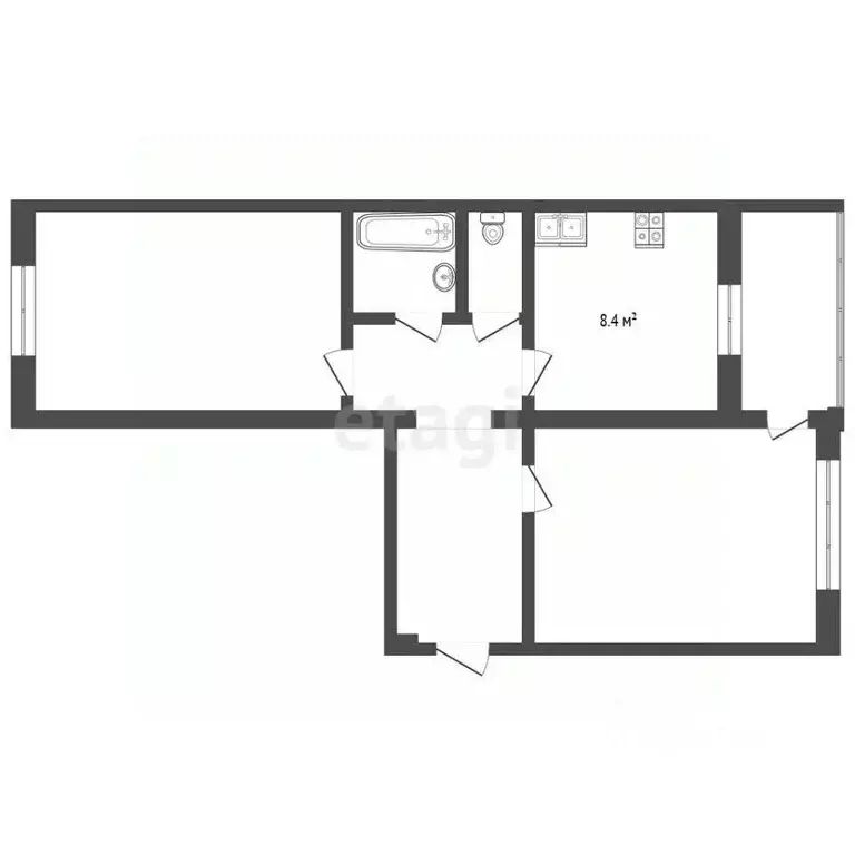 2-к кв. Башкортостан, Бирск ул. Гагарина, 87 (48.0 м) - Фото 2