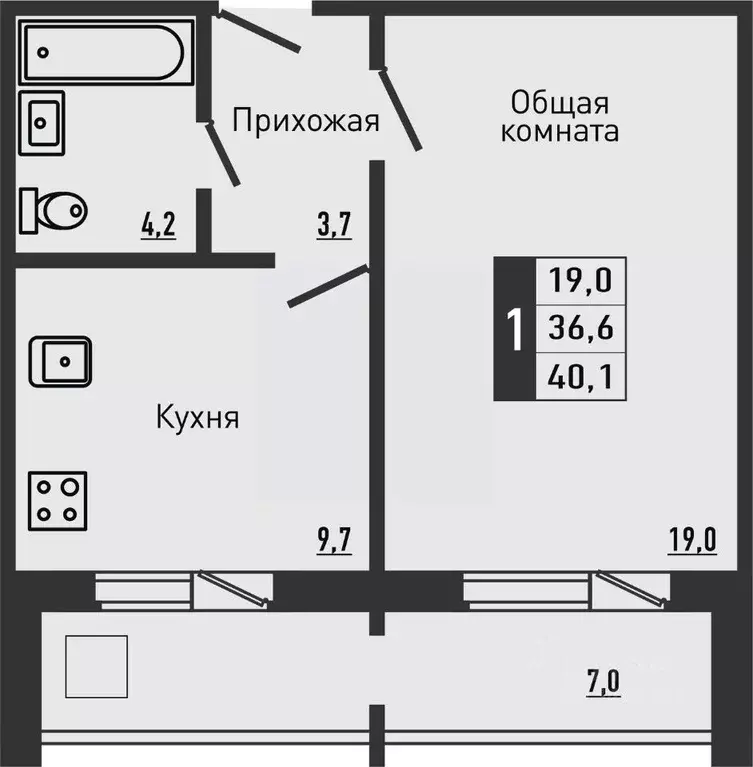 1-к кв. Орловская область, Орловский район, д. Жилина ул. Садовая, 2к2 ... - Фото 0