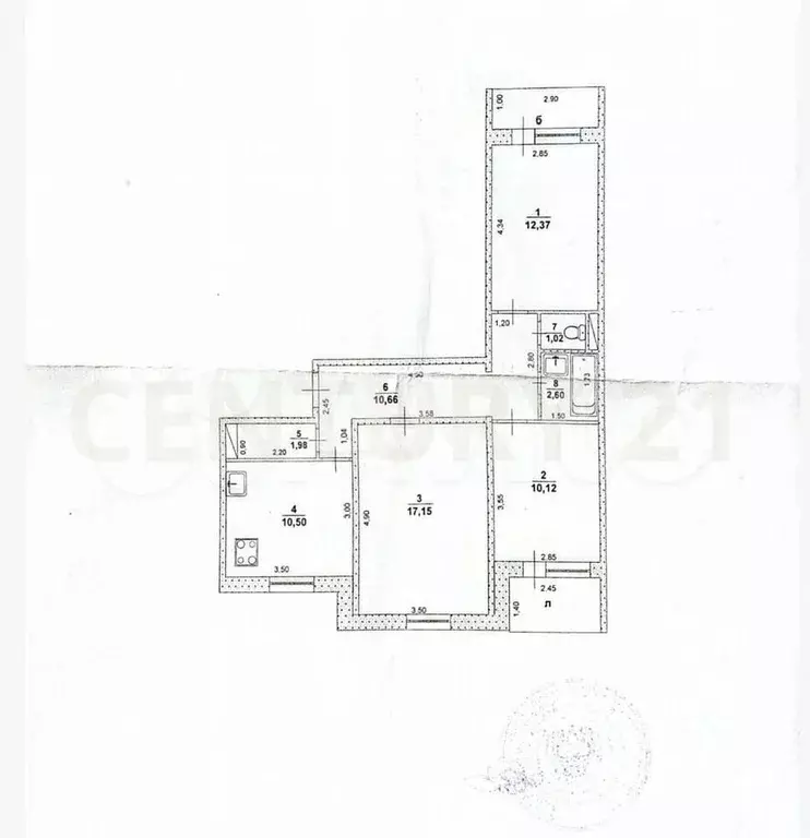 3-к. квартира, 66,4 м, 5/9 эт. - Фото 0